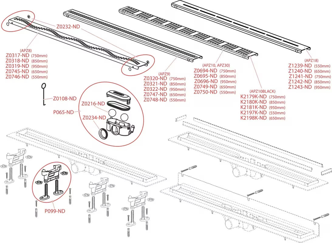 Tuš kanalica Alca Apz10black Simple u crnoj mat boji s rešetkom