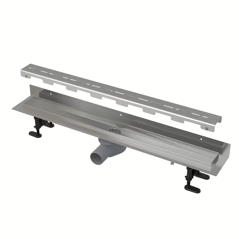 Nehrđajući tuš kanalica Alca 101 cm s mat rešetkom od nehrđajućeg čelika i niskim okretnim sifonom