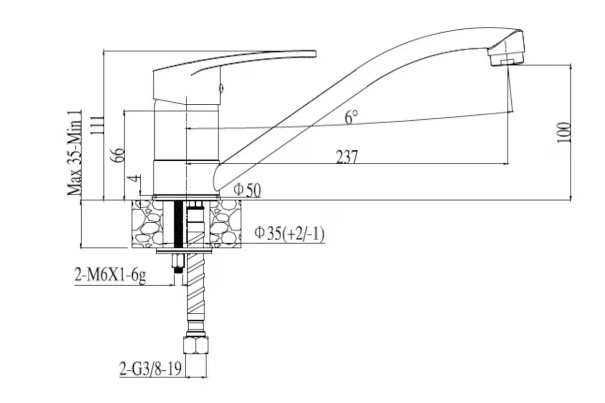 Ugradbeni granitni sudoper Alveus Seta104 s ocjeđivačem i otvorom pro za slavinu