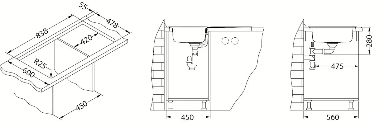 Inox sudoper Alveus Line 20 s ocjeđivačem pro ugradnja na radnu ploču