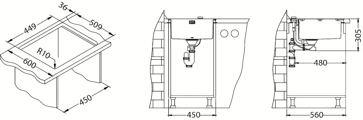 Inox kuhinjski jednostruki sudoper Alveus Pure 20 bez ocjeđivača, pro ugradnja na radnu ploču