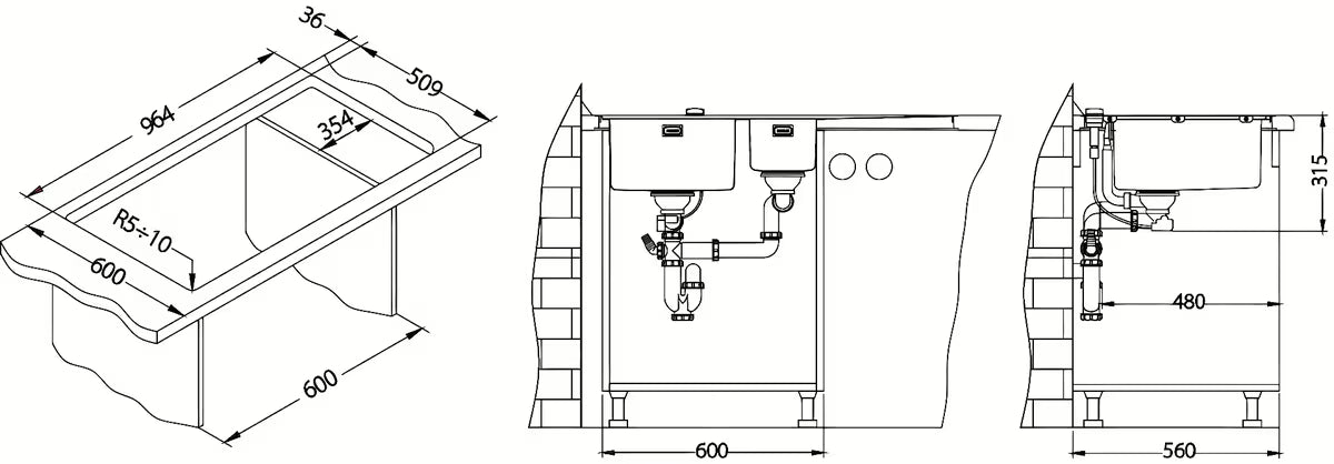 Inox sudoper Alveus Pure 60 s ocjeđivačem pro ugradnja na radnu ploču