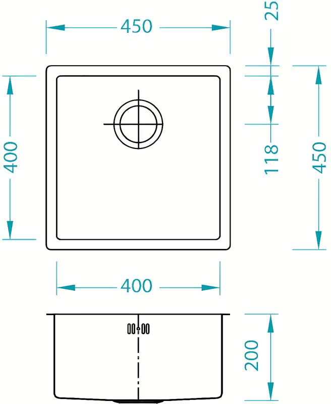 Inox ugradbeni sudoper Alveus Qudrix 30 bez ocjeđivača u izvedbi SAT
