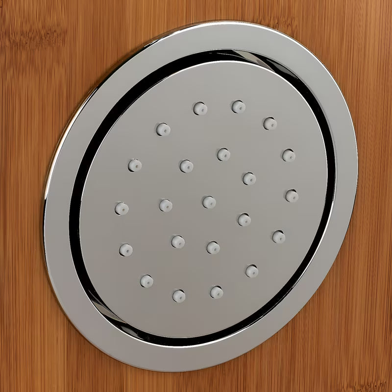 Tuš hidromasažni panel Anima Bamboo Shower od bambusa s nadglavnim i ručnim tušem te masažnim mlaznicama.