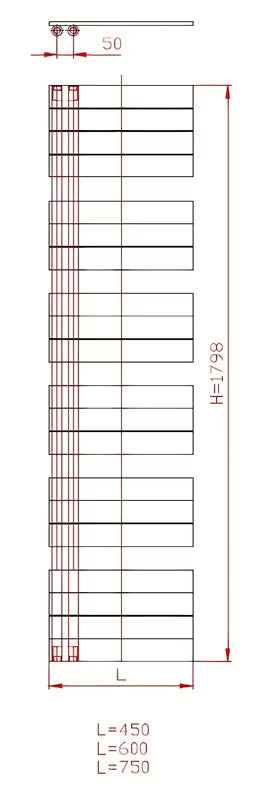 Bijeli kombinirani kupaonski radijator Anima Oliver 60x179 cm pro za grijanje i sušenje ručnika