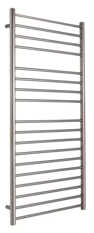 Anima Paul kombinirani kupaonski radijator 60x120 cm u boji PVD gun metal s tankim vodoravnim cijevima.