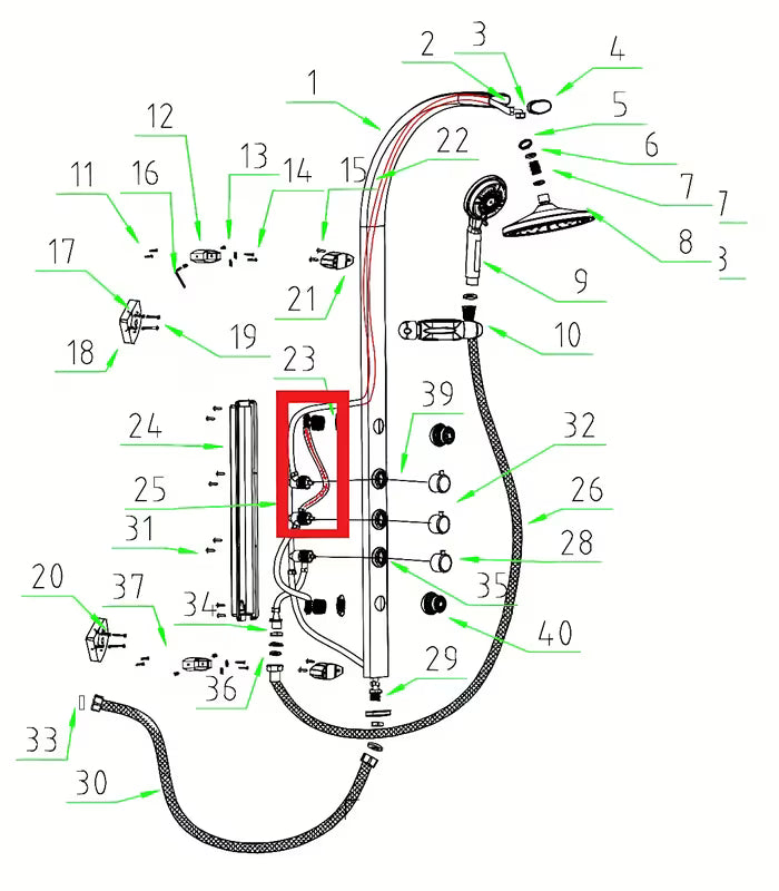 Spojno crijevo Anima Easyshower kao zamjenski dio pro tuš panel.