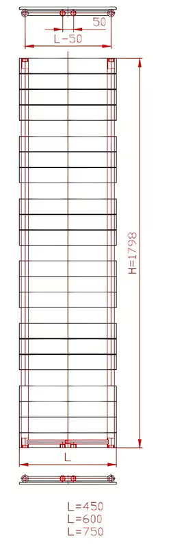 Bijeli kombinirani radijator Anima Viktor 179x75 cm prikladan pro za grijanje kupaonice i sušenje ručnika.