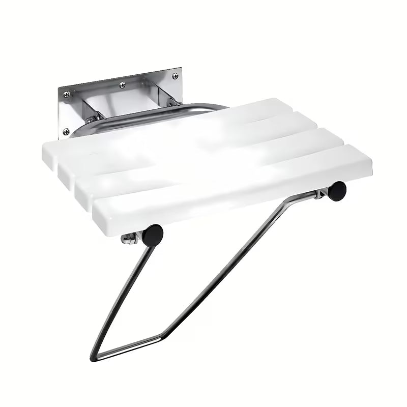 Zidno sklopive sjedalo za tuš Bemeta Help program od nehrđajućeg čelika s potpornom nogom i sjajnom površinom.