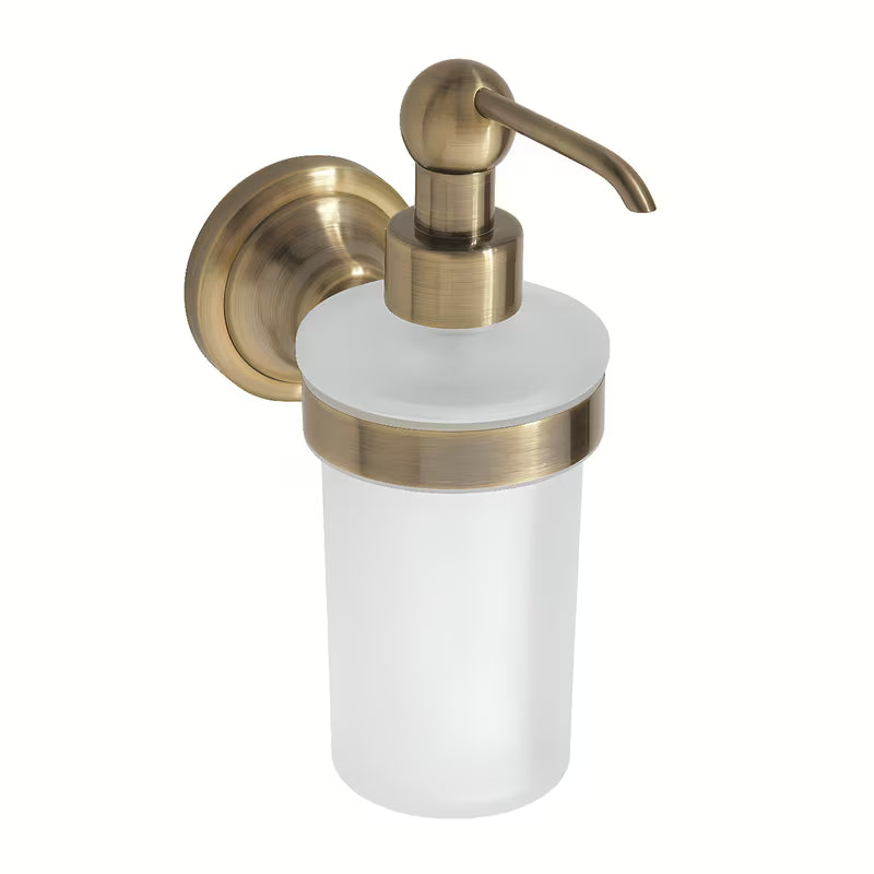 Zidni dozator sapuna Bemeta Ricordi u brončanoj završnoj obradi u retro stilu s mat staklom.