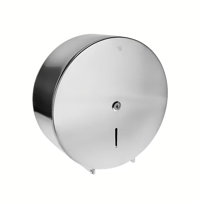 Zidni zaključivi držač toaletnog papira Bemeta od brušenog nehrđajućeg čelika.
