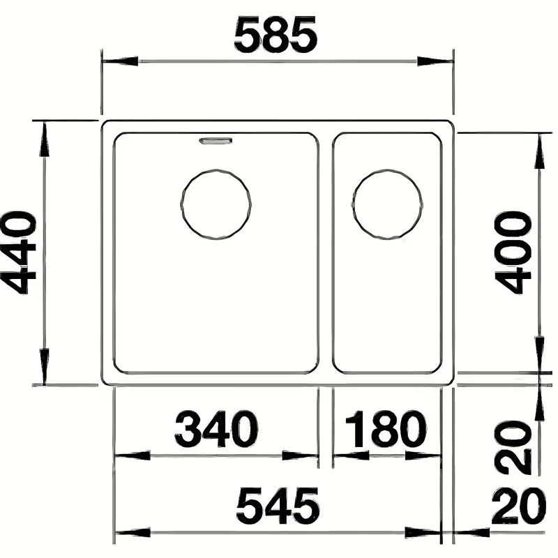 Inox sudoper Blanco Andano ispod radne ploče u izvedbi svilenog sjaja s tuš kadom