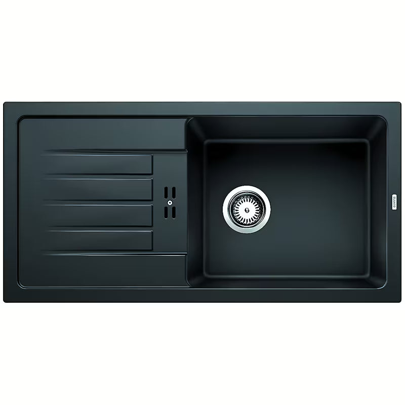Crni granitni sudoper Blanco Avum XL 6 S ocjednom plohom pro, ugradnja odozgo