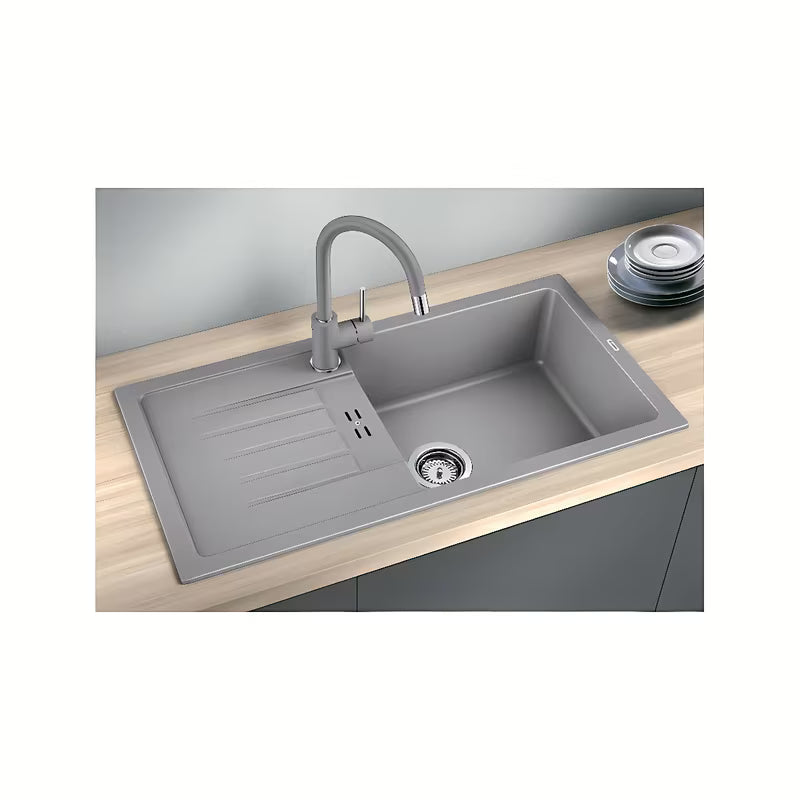 Crni granitni sudoper Blanco Avum XL 6 S ocjednom plohom pro, ugradnja odozgo