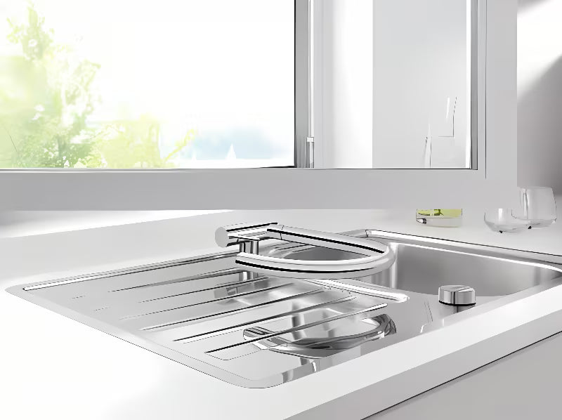 Blanco Coressa-F jednoručna baterija miješalica za sudoper za ugradnju ispred prozora u krom izvedbi s ručicom lijevo