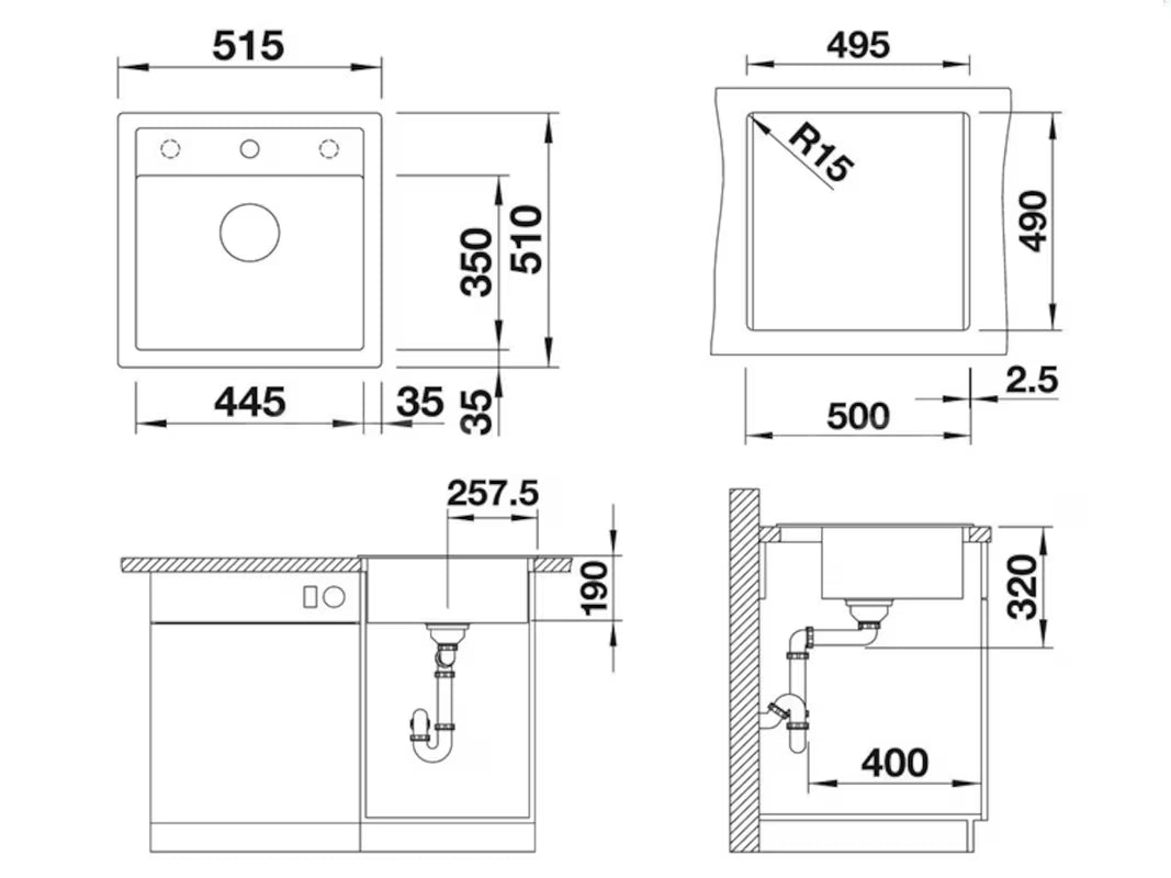 Granitni sudoper Blanco Dalago 5 tartufo pro ugradnja odozgo na radnu ploču