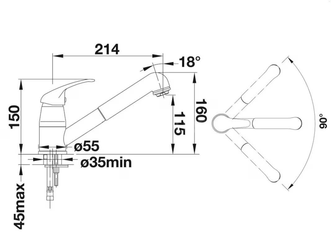 Antracitna miješalica za sudoper Blanco Daras - S izvlačnim tušem i mat površinom Silgranit-look