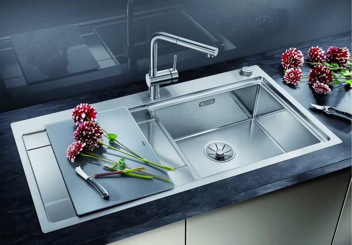 Nehrđajući sudoper Blanco Divon II 5 S-IF s ocjeđivačem u svilenkastom sjaju, ugradnja u ravnini s pločom