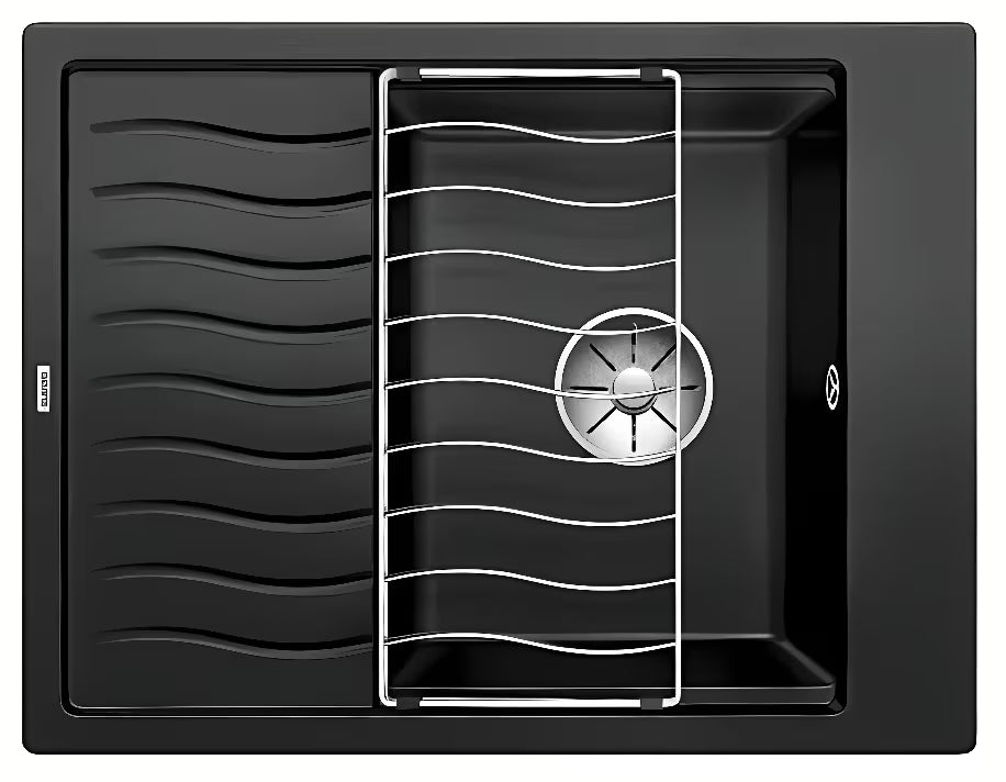 Crni granitni sudoper Blanco Elon 45 S ocjedom pro, gornja ugradnja