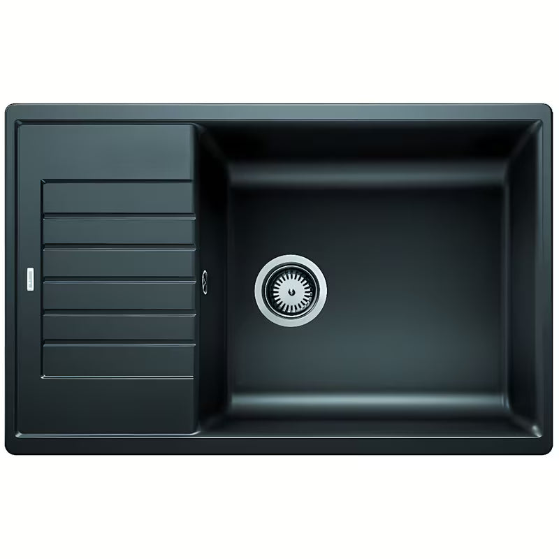 Crni granitni sudoper Blanco Zia XL 6 S Compact s ocjednom plohom, ugradnja odozgo