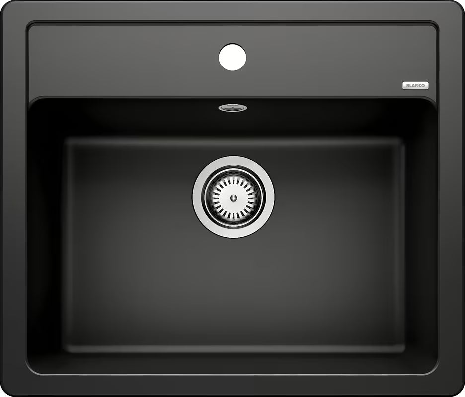 Crni kuhinjski jednostruki sudoper Blanco od Silgranita pro, ugradnja odozgo, 585x500 mm