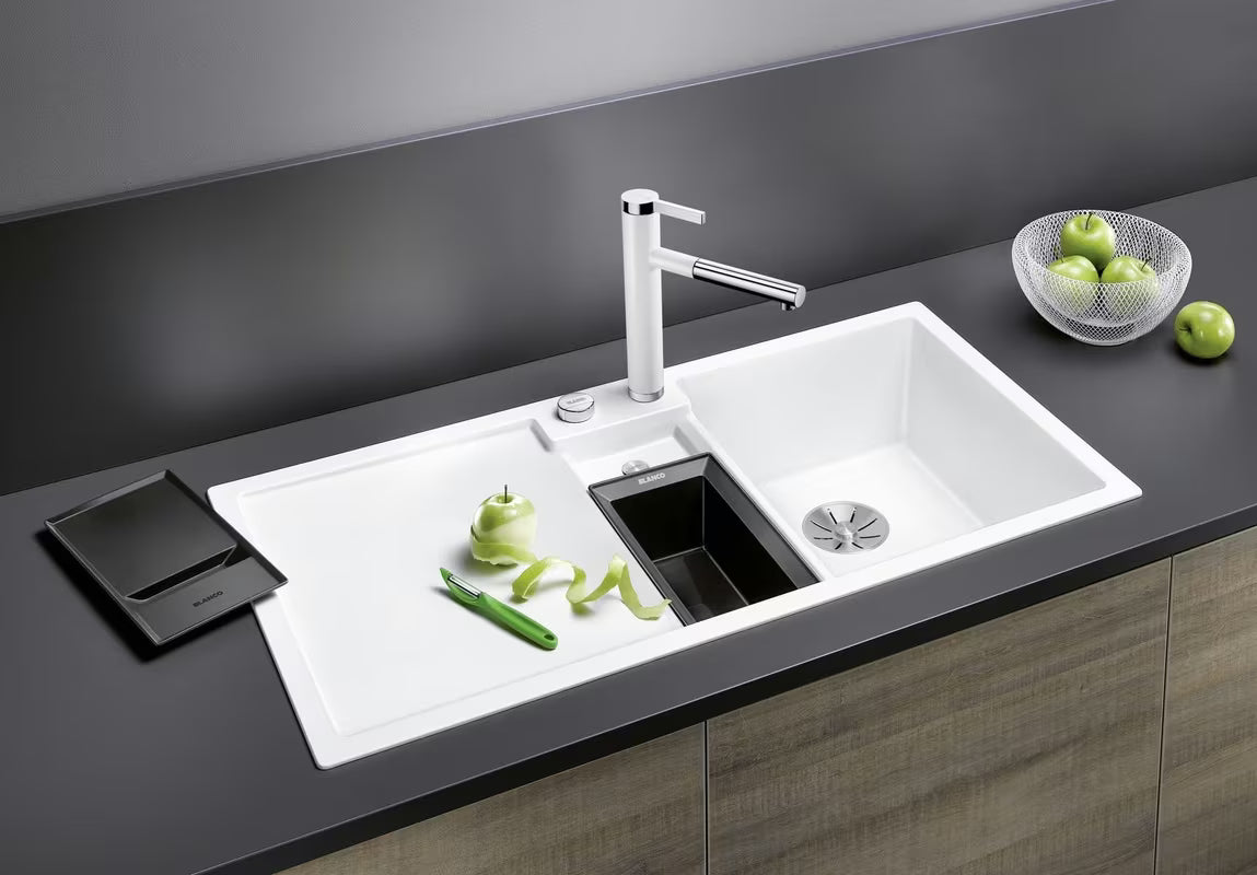 Crni granitni sudoper Blanco 100 x 51 cm s ocjedom, koritom i desnom orijentacijom