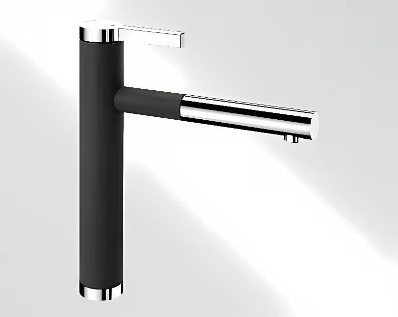 Blanco Linee - S miješalica za sudoper crna/krom s izvlačnim tušem u SILGRANIT® izgledu