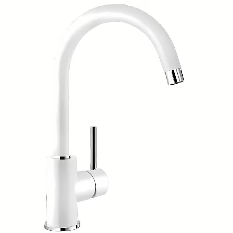 Bijela jednoručna baterija stojeća miješalica za sudoper Blanco Mida s sa zakretnim izljevom i površinom Silgranit-look