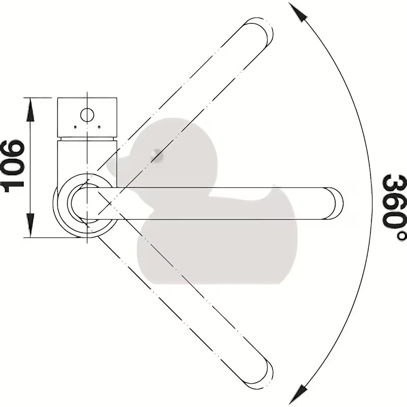 Kromirana jednoručna baterija stojeća miješalica za sudoper Blanco Mida s sa zakretnim izljevom i zaobljenim dizajnom.