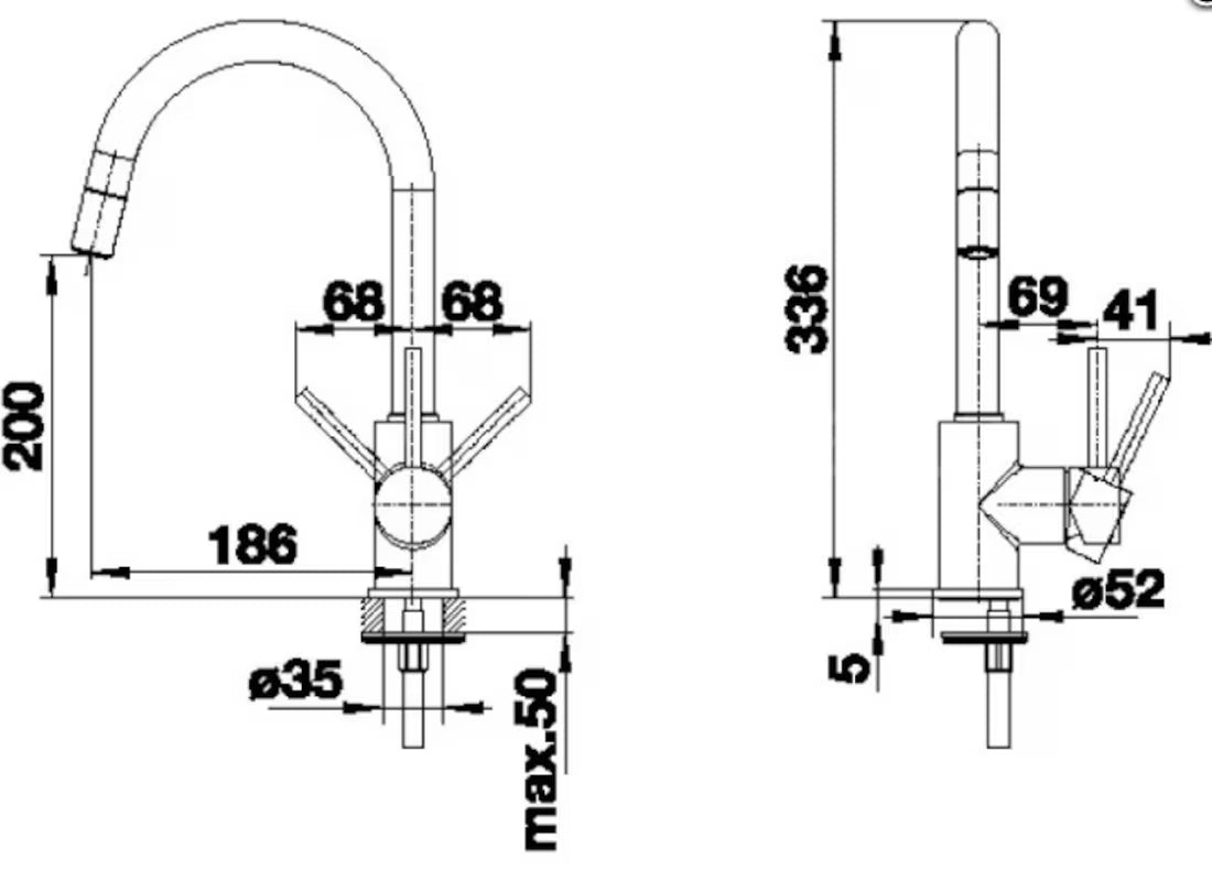 Bijela miješalica za sudoper Blanco Mida-S s izvlačnom tuš-ručicom i zakretnim izljevom