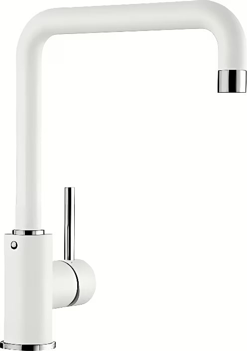 Bijela jednoručna baterija stojeća miješalica za sudoper Blanco Mili s mat površinom Silgranit Look