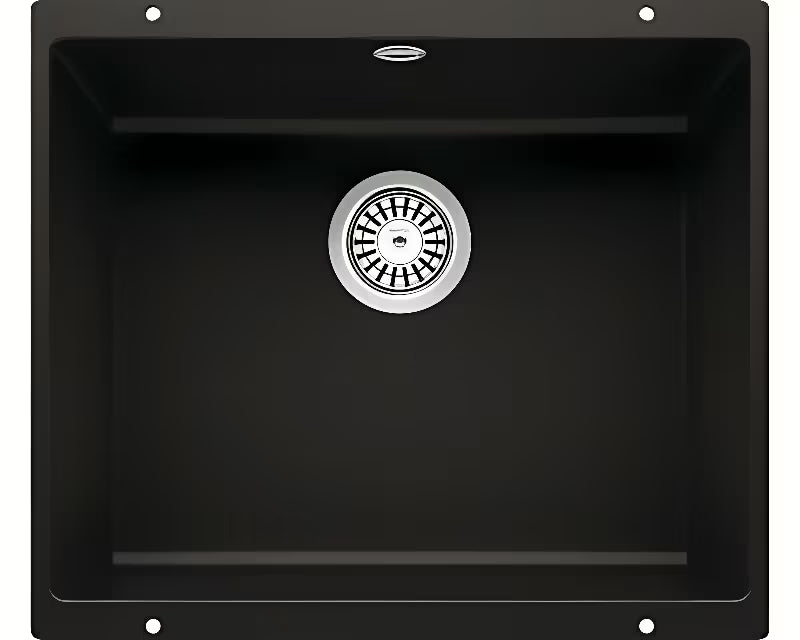 Crni granitni kuhinjski jednostruki sudoper Blanco Rotan 500 U pro donja montaža ispod radne ploče.