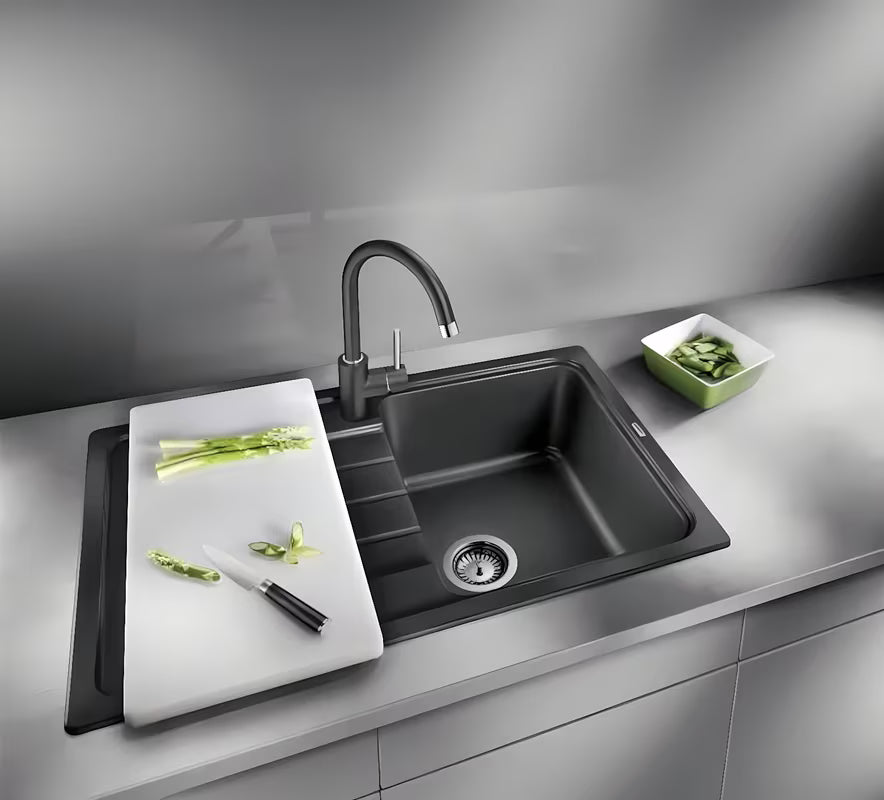 Granitni sudoper Blanco Sona 45 S ocjednom plohom, ugradnja odozgo, boja kava.