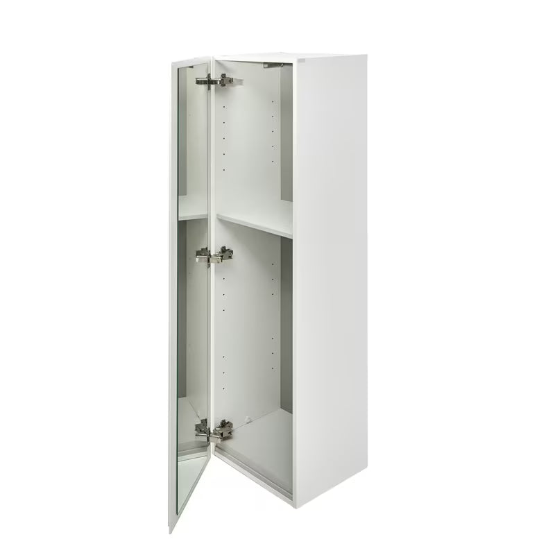 Visoka viseća kupaonski ormarić Cersanit Dormo u bijelom sjaju s četiri police i ogledalom