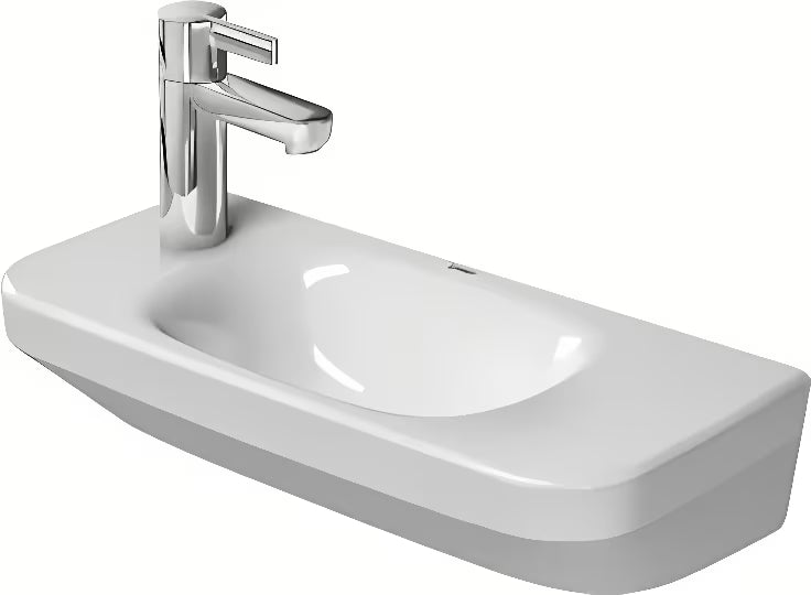 Bijeli viseći umivaonik Duravit durastyle 50 x 22 cm bez preljeva s plohom za pro armaturu