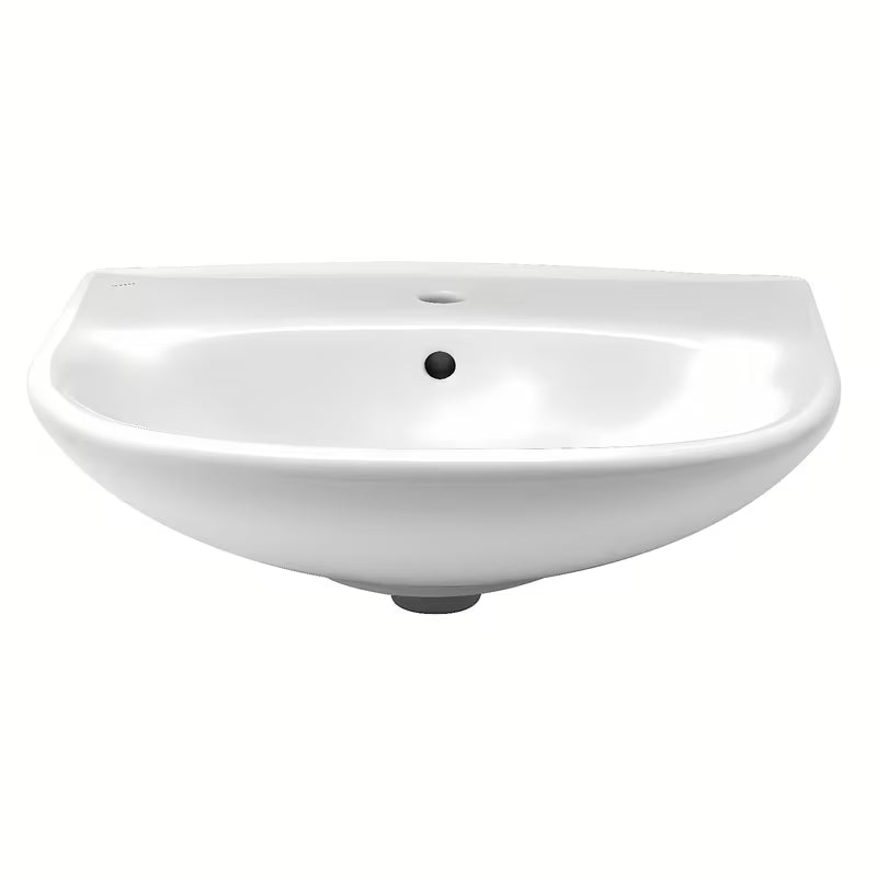 Bijeli viseće keramički umivaonik Fayans Neo s otvorom za pro slavinu u sredini, 60x47 cm.