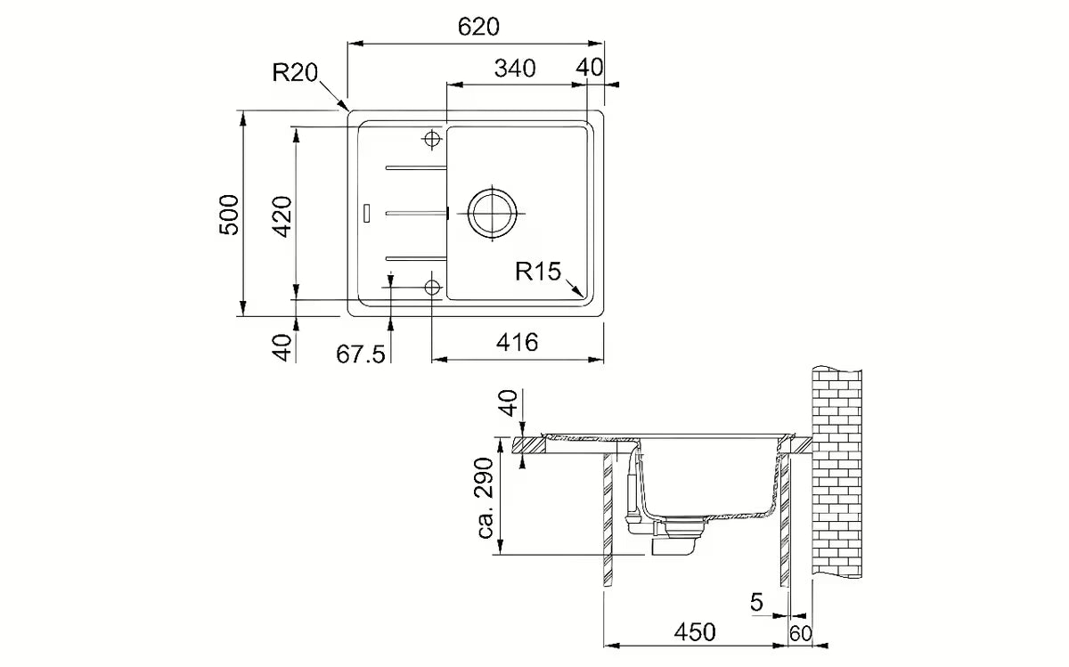 Granitni sudoper Franke BFG 611-62 s reverzibilnim ocjeđivačem u boji beige-matt