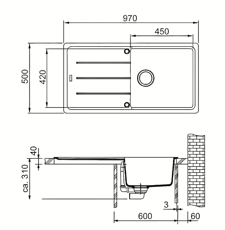 Granitni sudoper Franke BFG 611 s reverzibilnim ocjeđivačem u crnoj mat izvedbi