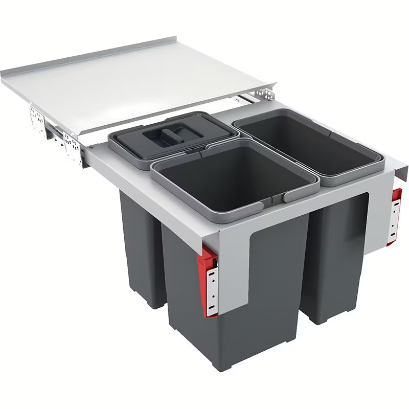 Sivi viseći kanta za otpad sorter Franke Garbo s tri kante pro za razvrstavanje otpada