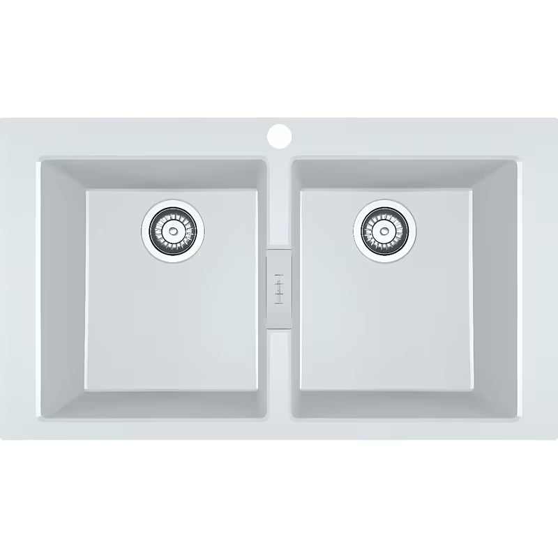 Bijeli kuhinjski dvostruki sudoper Franke Sirius pro ugradnja na radnu ploču 860 × 500 mm