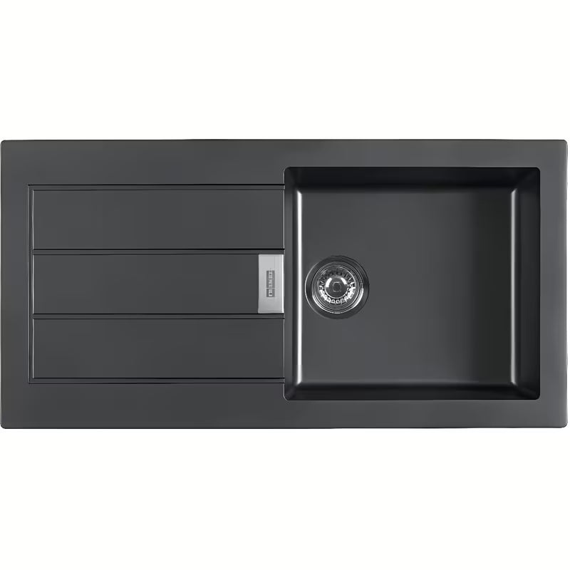 Crni sudoper Franke od Tectonite materijala s reverzibilnom ocjednom plohom pro montaža na radnu ploču.