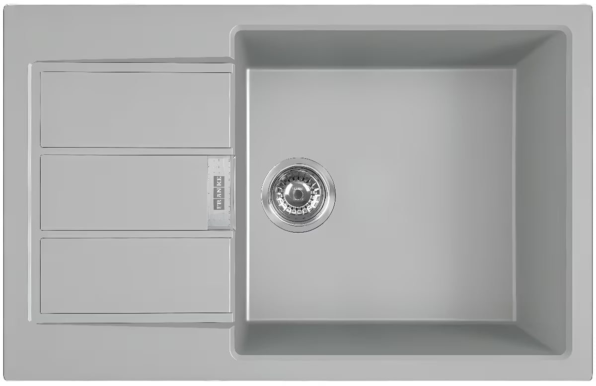 Sivi sudoper Franke od Tectonite materijala s reverzibilnim ocjednikom pro montaža na radnu ploču