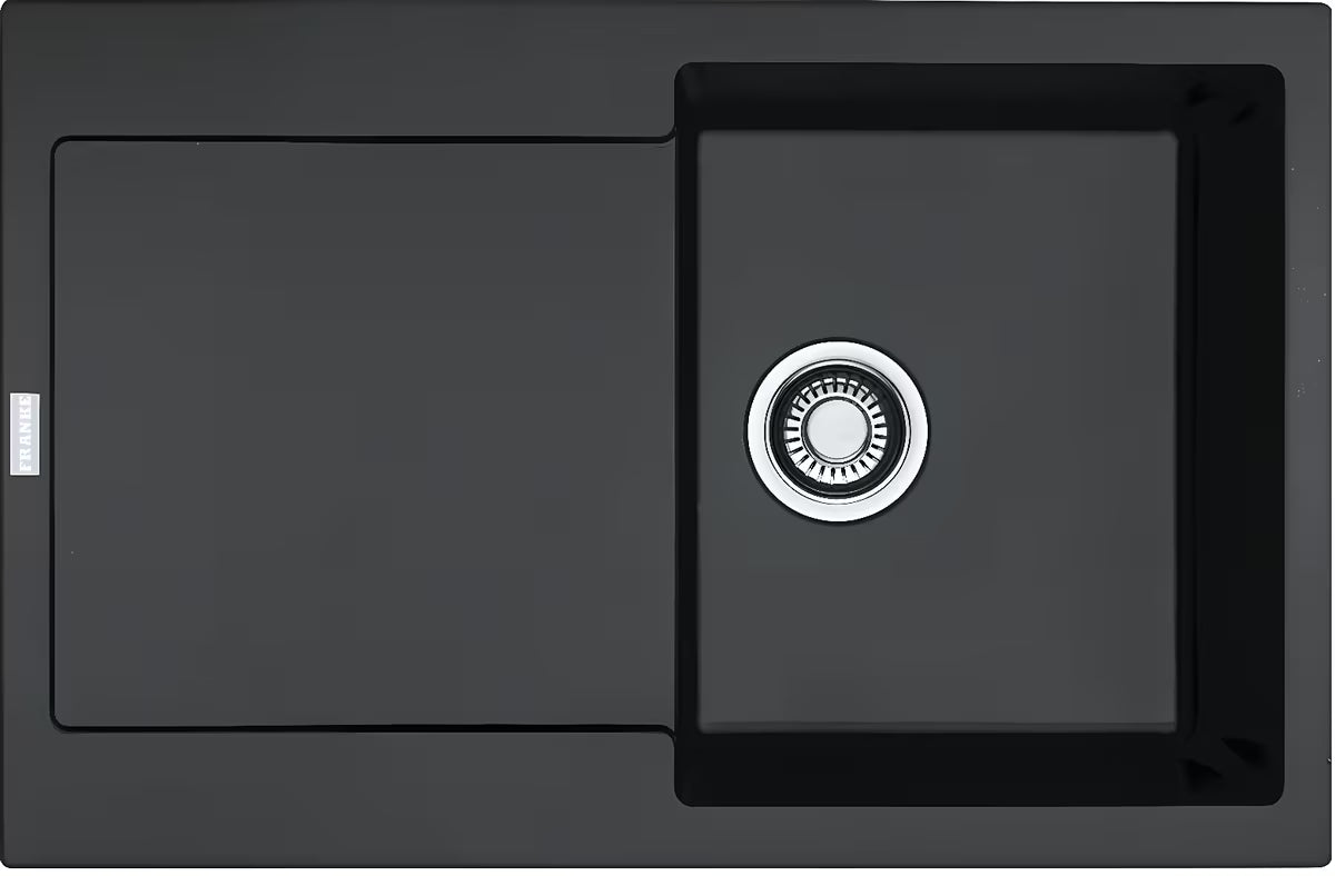 Granitni sudoper Franke MRG 611 s reverzibilnim ocjeđivačem u boji oniks pro ugradnja na ploču.
