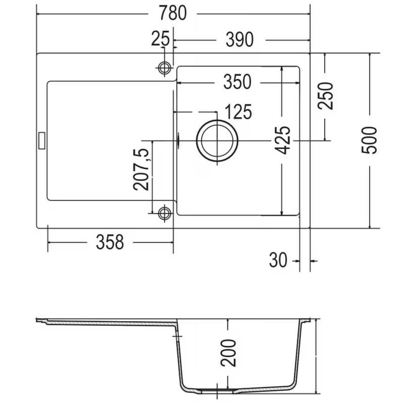 Granitni sudoper Franke MRG 611 s reverzibilnim ocjeđivačem u boji oniks pro ugradnja na ploču.