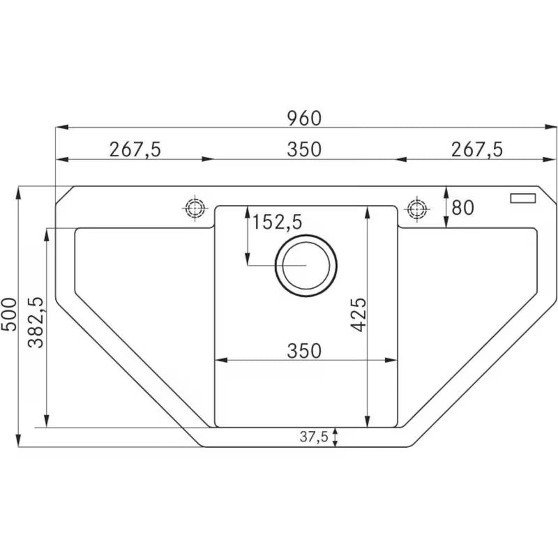 Granitni sudoper Franke MRG 612 E s ocjeđivačem u boji sivi kamen, pro ugradnja na radnu ploču.