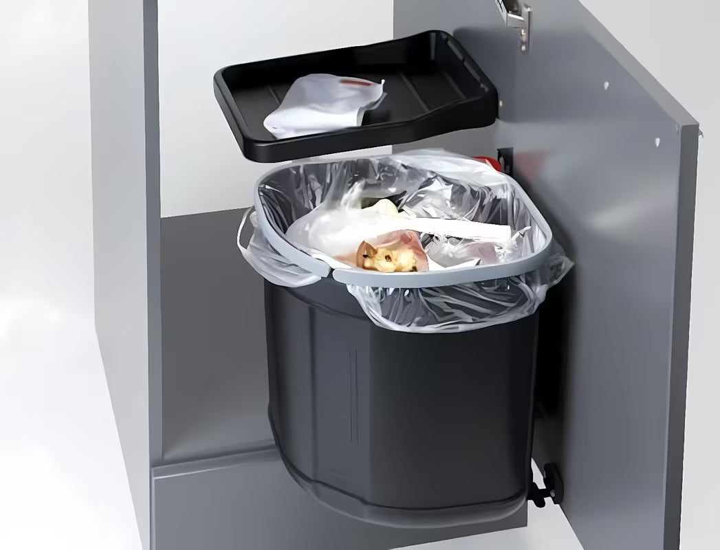 Ugradbeni kanta za otpad Franke Sorter 17,5 l u crnoj boji s policom iznad kante