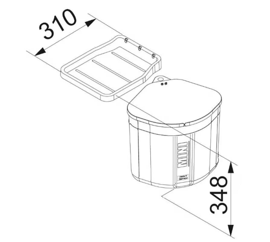 Ugradbeni kanta za otpad Franke Sorter 17,5 l u crnoj boji s policom iznad kante