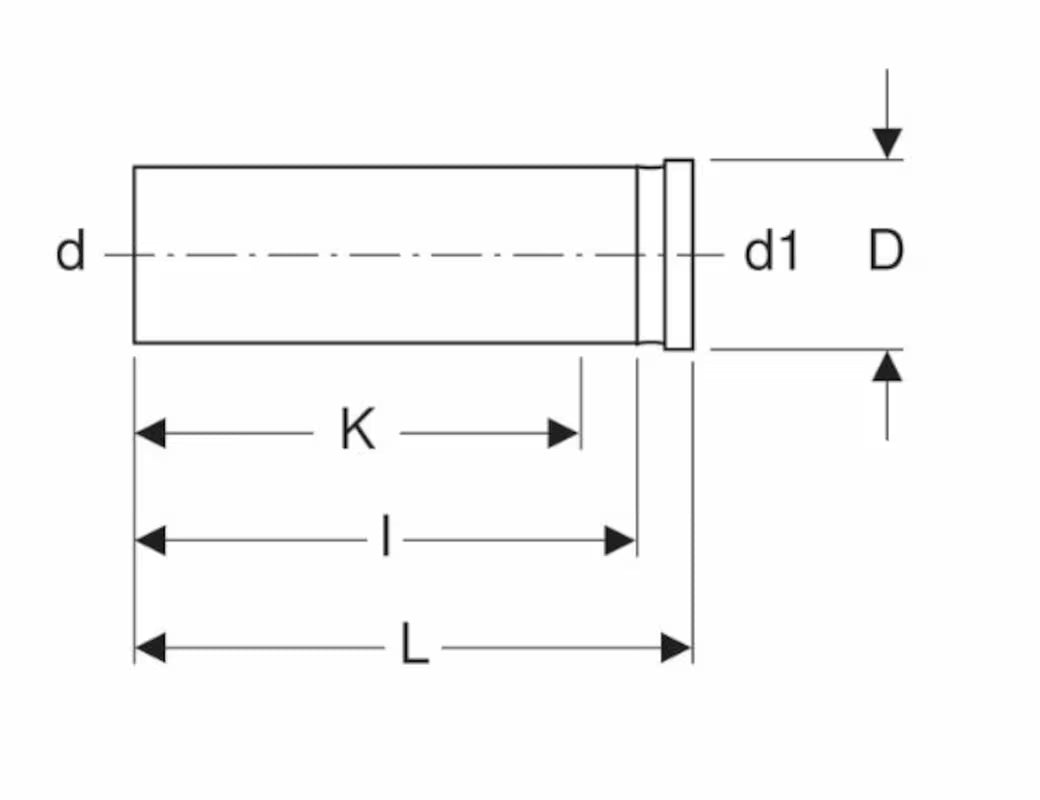 Ravni priključni nastavak Geberit PE pro viseća WC školjka s EPDM brtvom