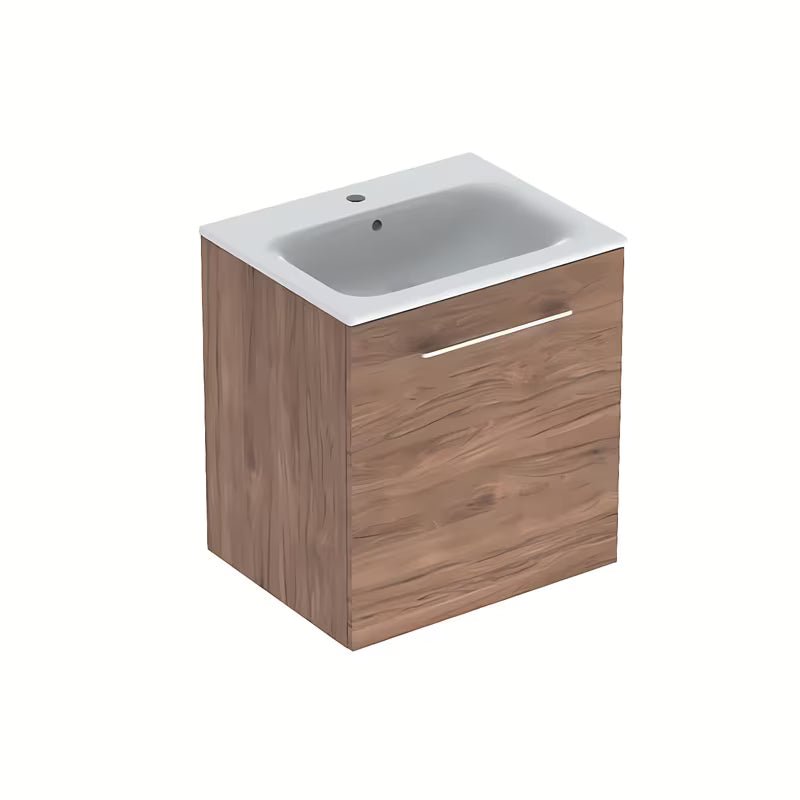 Viseća ormarić s keramičkim umivaonikom Geberit Selnova u dekoru svijetli orah hickory 60x50,2x65,2 cm