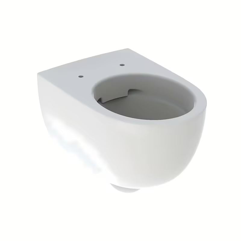 Bijelo viseća WC školjka Geberit Selnova bez sustava za ispiranje sa skrivenim pričvršćenjem.